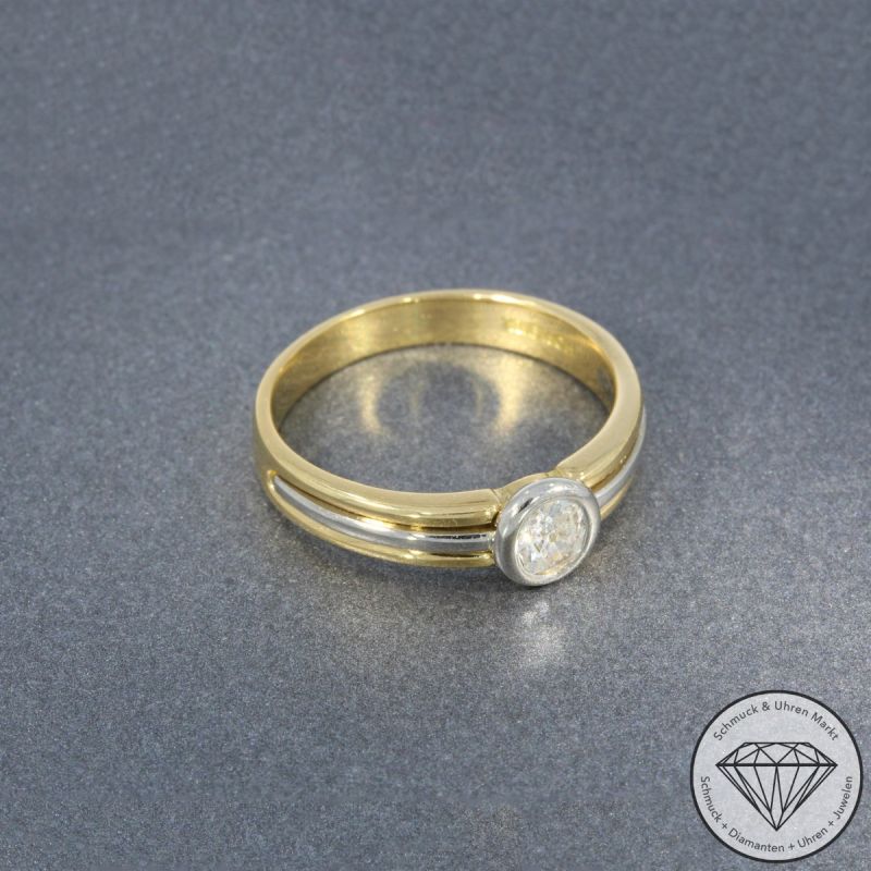 Wert 4990 € Hofacker Bicolor Solitär Diamant Ring in 750er 18 K Gold - 105797