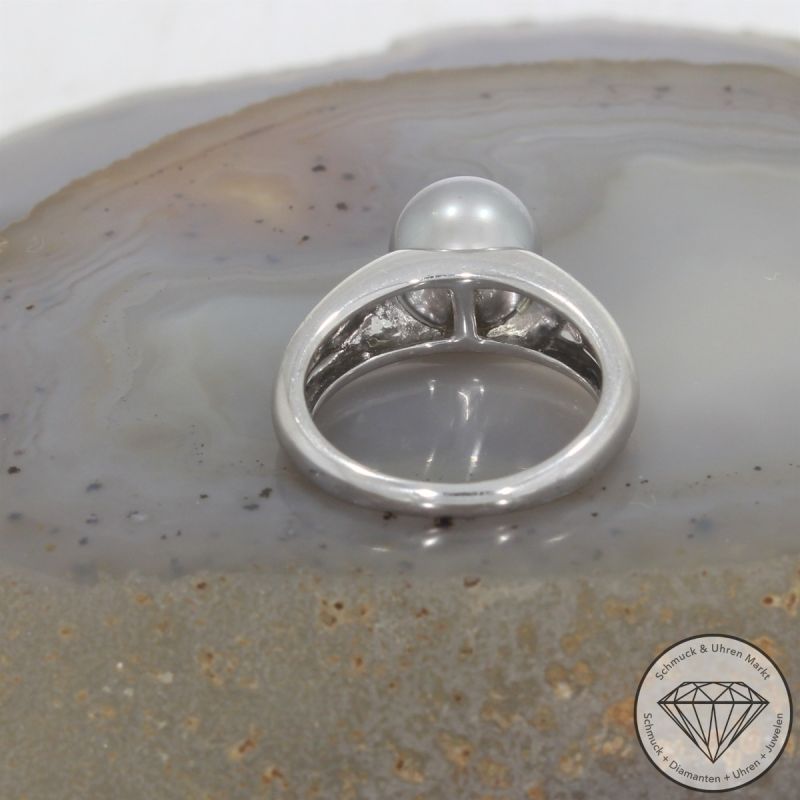 Wert 1490 € Perl Ring in 585er 14 K Weißgold - 105801