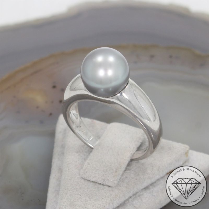 Wert 1490 € Perl Ring in 585er 14 K Weißgold - 105801