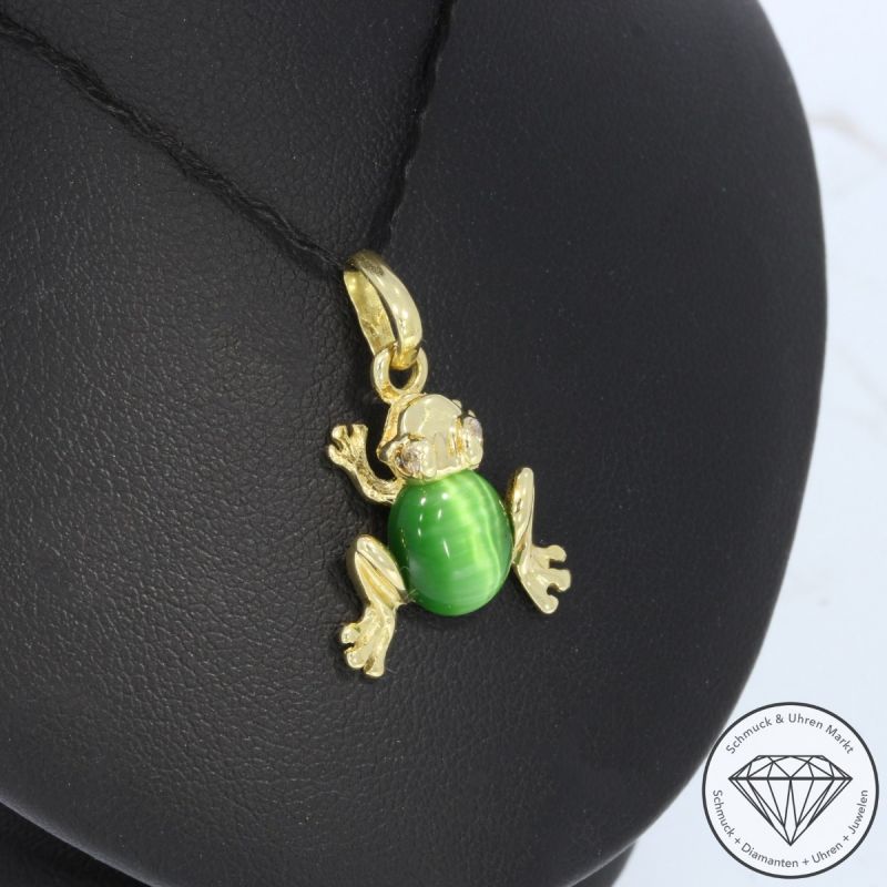 Wert 1250 € Brillant Tigeraugen Anhänger ohne Kette 585er/14 Karat Gelb Gold Länge 2,0 cm – 105808