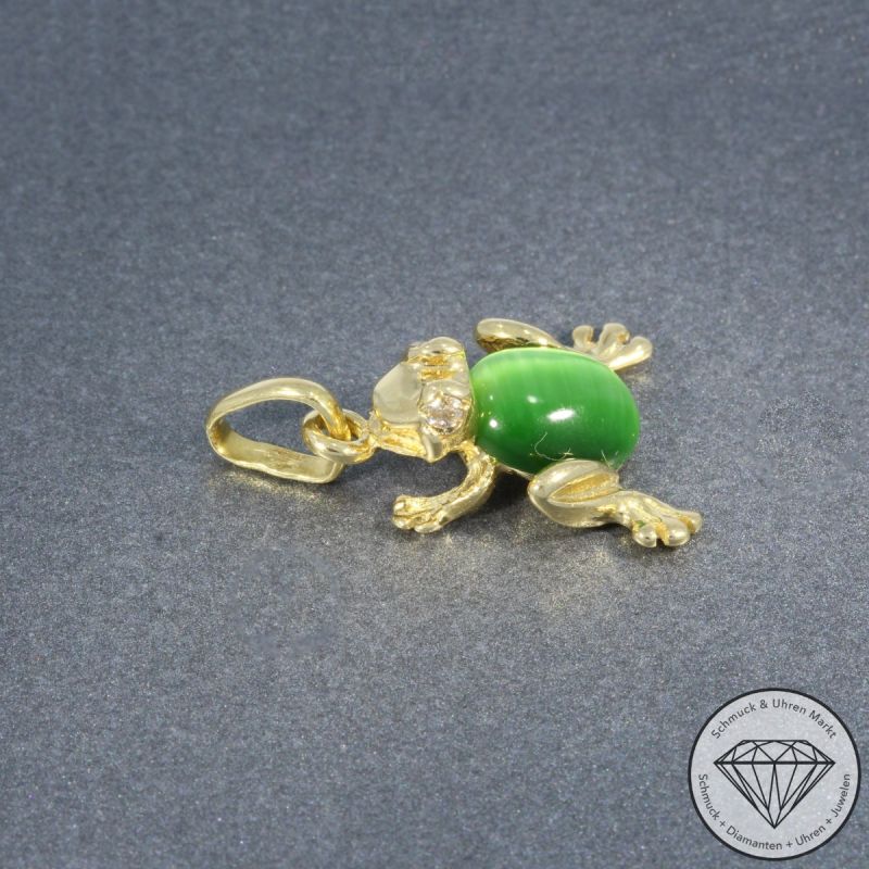 Wert 1250 € Brillant Tigeraugen Anhänger ohne Kette 585er/14 Karat Gelb Gold Länge 2,0 cm – 105808