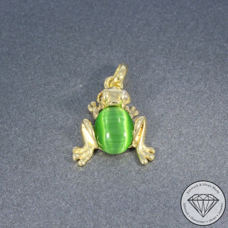 Wert 1250 € Brillant Tigeraugen Anhänger ohne Kette 585er/14 Karat Gelb Gold Länge 2,0 cm – 105808