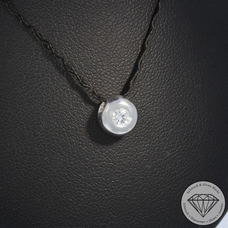 Wert 790 € Solitär Brillant Anhänger (ca. 0,15 carat) in 585er 14 K Weißgold - 105814
