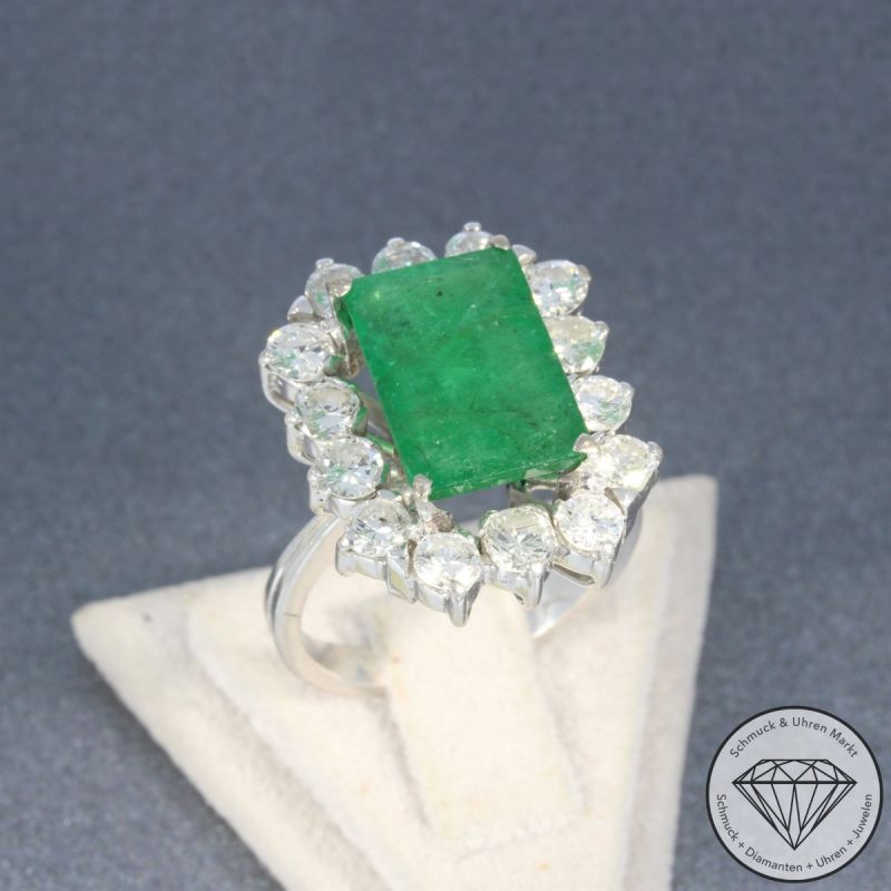 Wert 6550 € Brillant Smaragd Ring in 750er 18 K Weißgold - 105816