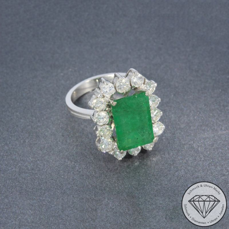 Wert 6550 € Brillant Smaragd Ring in 750er 18 K Weißgold - 105816