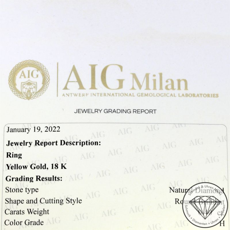 Wert 3850 € Brillant Ring in 750er 18 K Gelbgold AIG - 105817