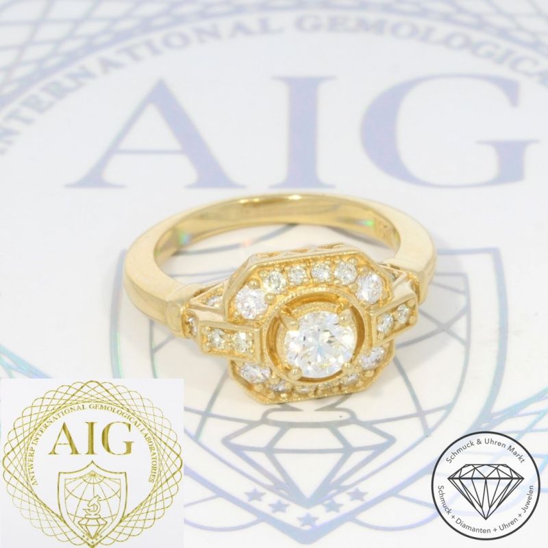 Wert 3850 € Brillant Ring in 750er 18 K Gelbgold AIG - 105817