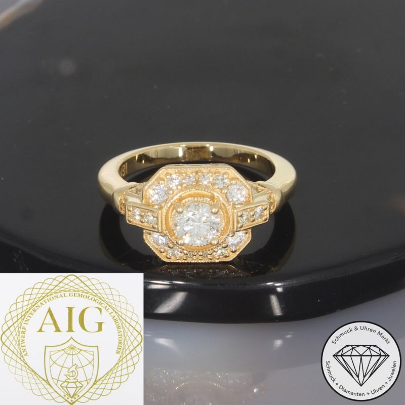 Wert 3850 € Brillant Ring in 750er 18 K Gelbgold AIG - 105817