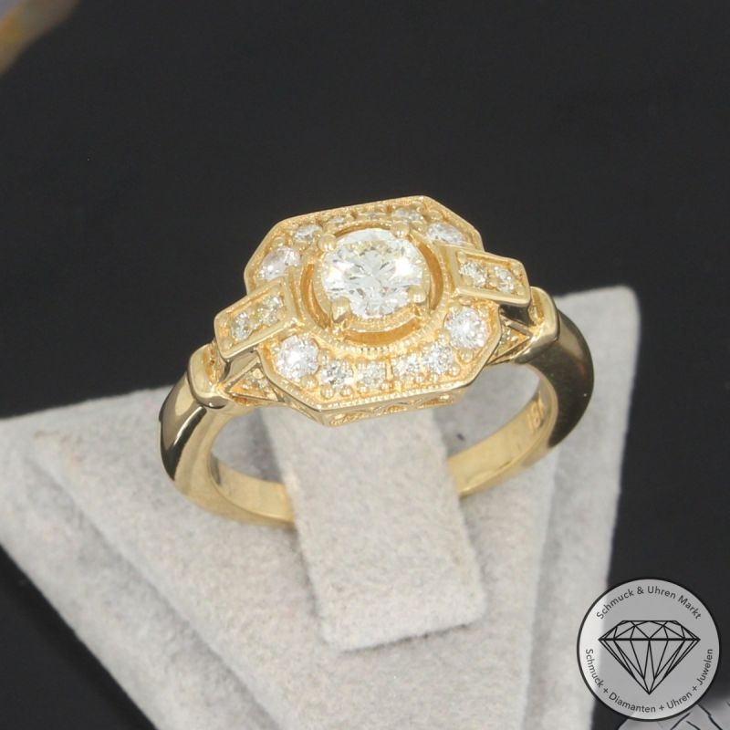 Wert 3850 € Brillant Ring in 750er 18 K Gelbgold AIG - 105817