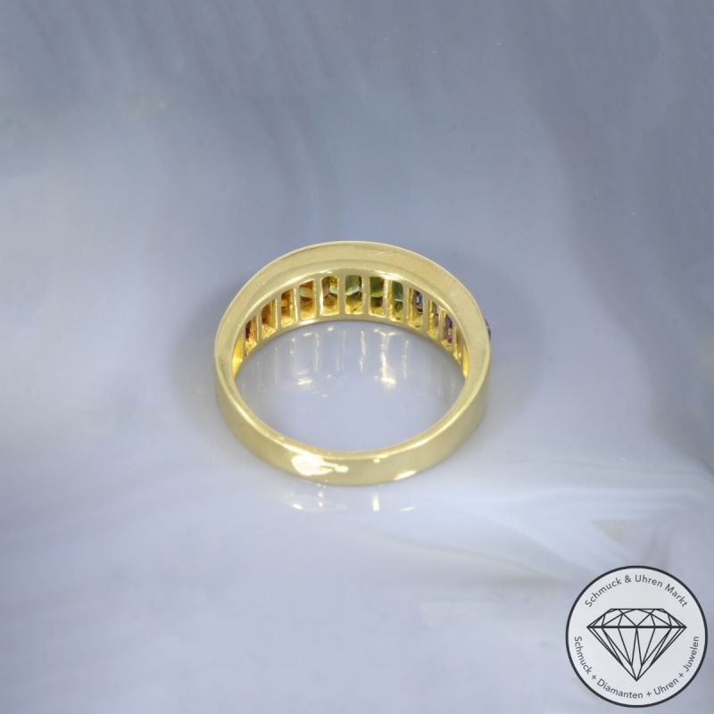 Wert 1790 € Farbedelstein Ring 750er/18 Karat Gelb Gold Größe 59 – 105818
