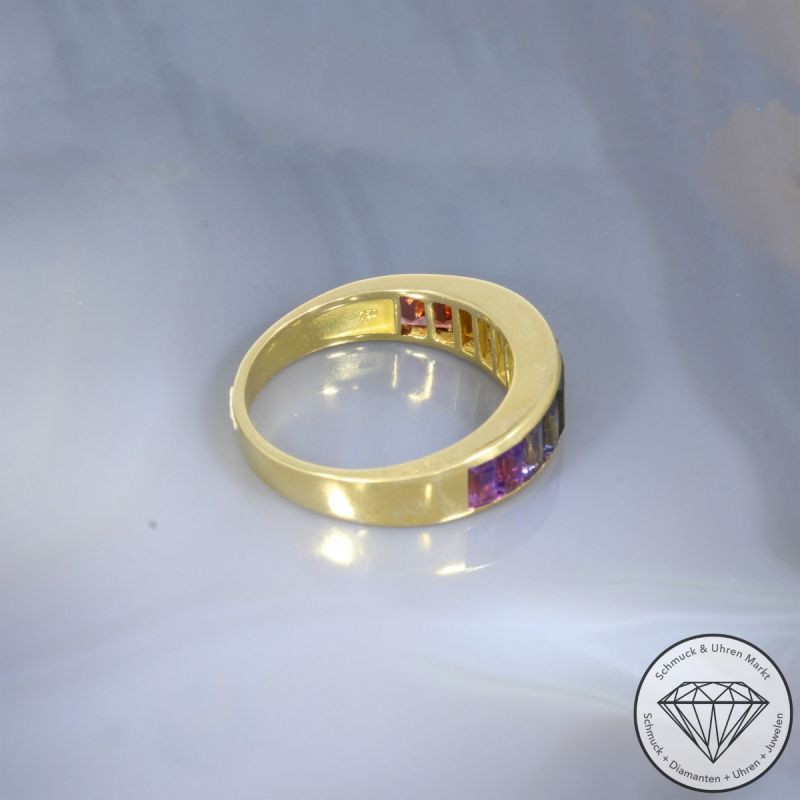 Wert 1790 € Farbedelstein Ring 750er/18 Karat Gelb Gold Größe 59 – 105818