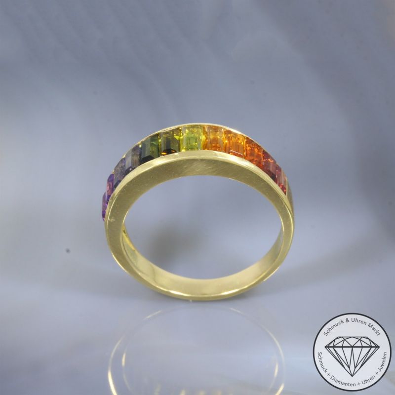 Wert 1790 € Farbedelstein Ring 750er/18 Karat Gelb Gold Größe 59 – 105818