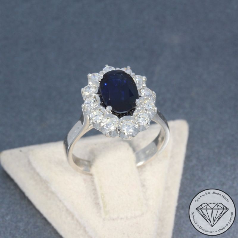 Wert 2950 € Brillant Saphir Ring in 750er 18 K Weißgold - 105825