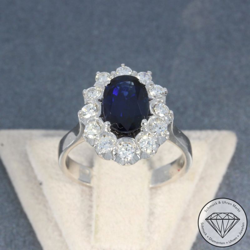 Wert 2950 € Brillant Saphir Ring in 750er 18 K Weißgold - 105825