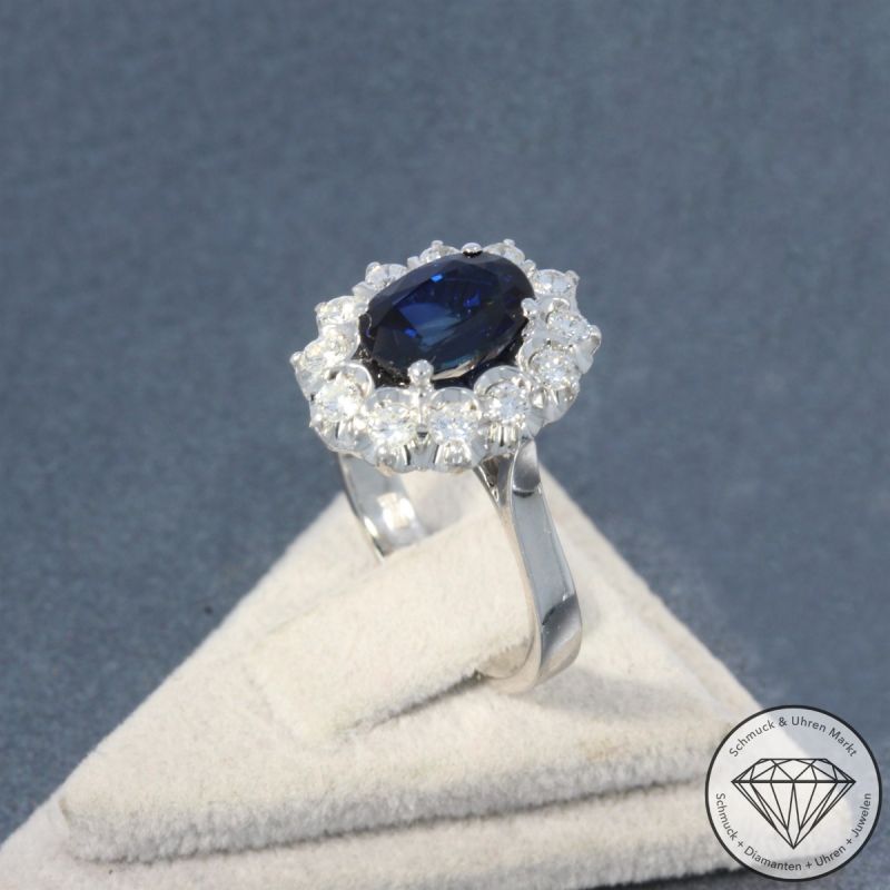 Wert 2950 € Brillant Saphir Ring in 750er 18 K Weißgold - 105825