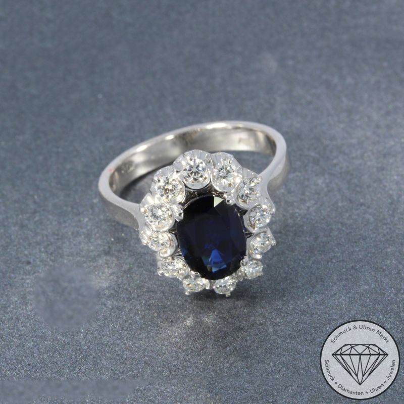 Wert 2950 € Brillant Saphir Ring in 750er 18 K Weißgold - 105825