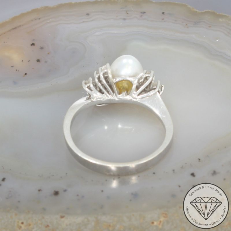 Wert 1590 € Brillant Perl Ring in 585er 14 K Weißgold - 105828
