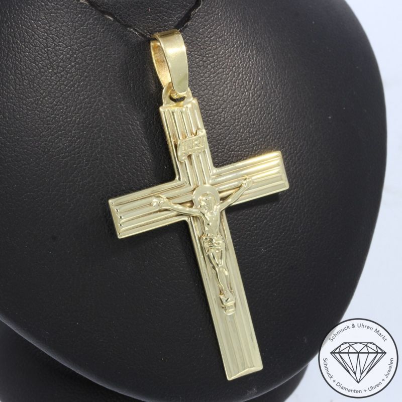 Wert 490 € Kreuz Anhänger ohne Kette 333er/8 Karat Gelb Gold Länge 5,6 cm – 105831