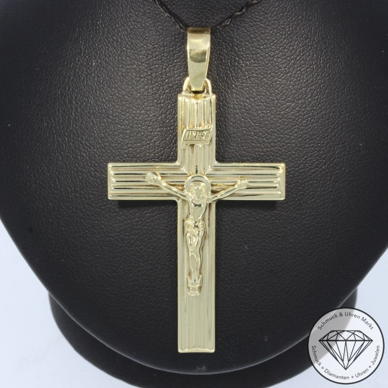 Wert 490 € Kreuz Anhänger ohne Kette 333er/8 Karat Gelb Gold Länge 5,6 cm – 105831