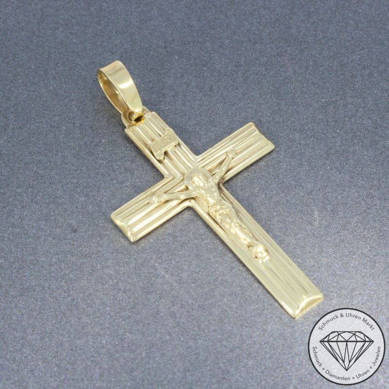 Wert 490 € Kreuz Anhänger ohne Kette 333er/8 Karat Gelb Gold Länge 5,6 cm – 105831