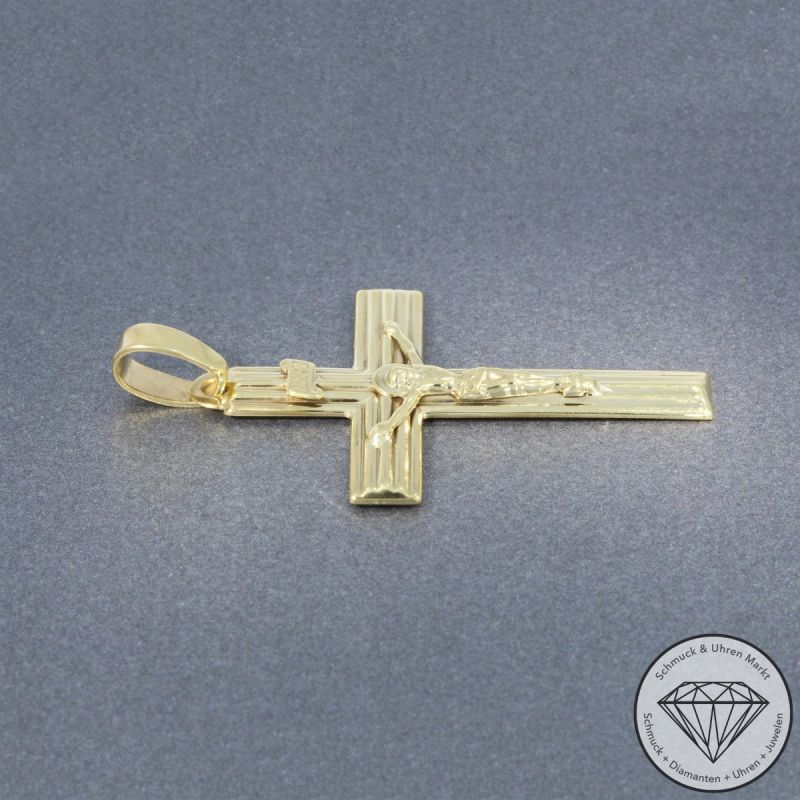 Wert 490 € Kreuz Anhänger ohne Kette 333er/8 Karat Gelb Gold Länge 5,6 cm – 105831