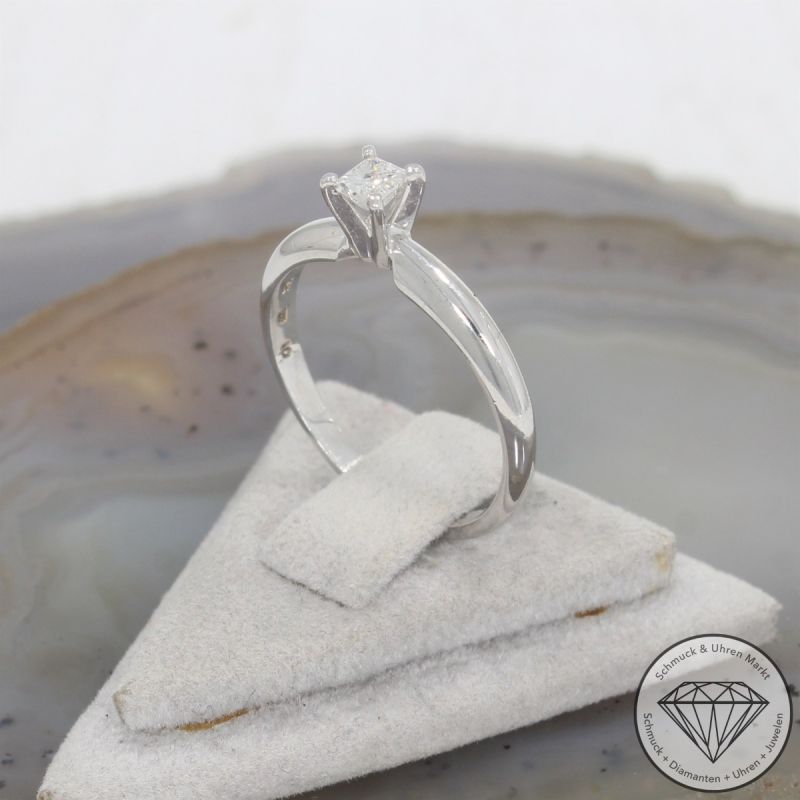 Wert 650 € Solitär Diamant Ring (ca. 0,10 carat) in 417er 10 K Weißgold - 105832