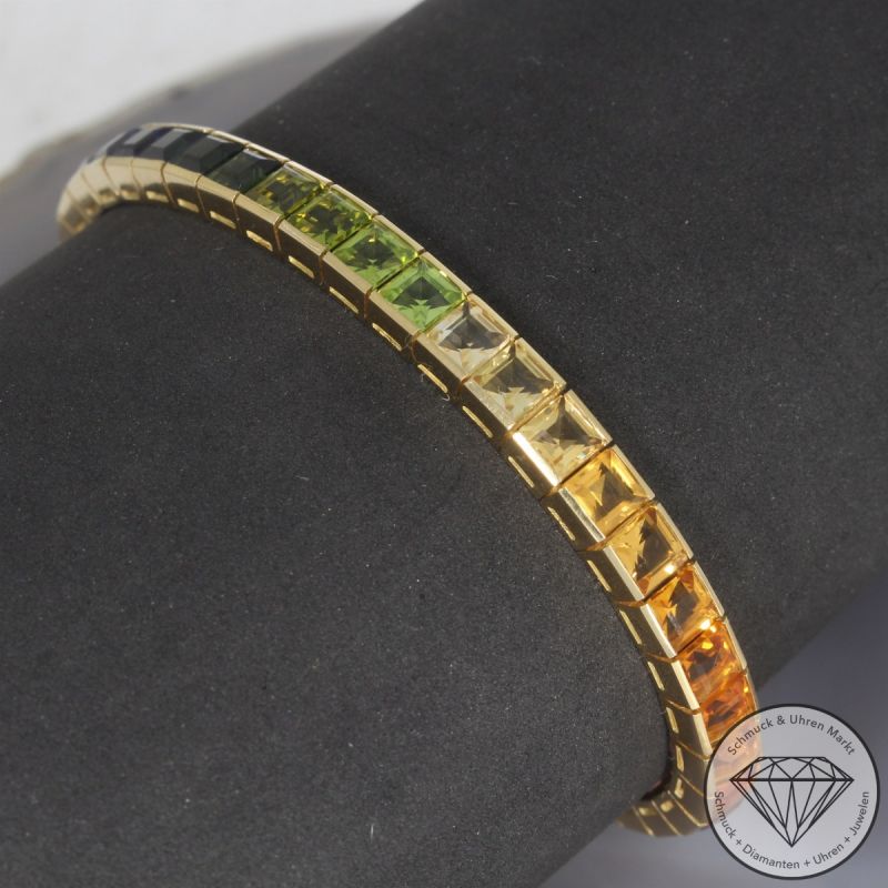 Wert 7900 € Farbedelstein Armband in 750er 18 K Gelbgold - 105842