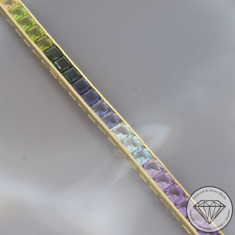 Wert 7900 € Farbedelstein Armband in 750er 18 K Gelbgold - 105842