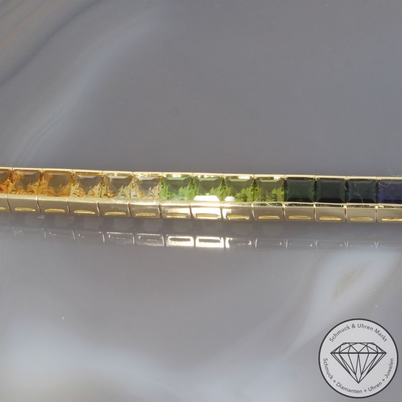 Wert 7900 € Farbedelstein Armband in 750er 18 K Gelbgold - 105842