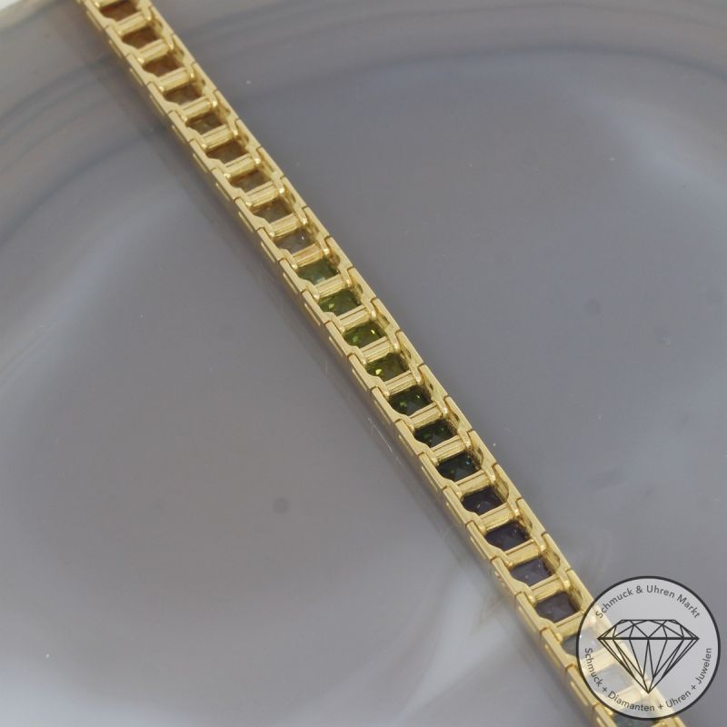 Wert 7900 € Farbedelstein Armband in 750er 18 K Gelbgold - 105842