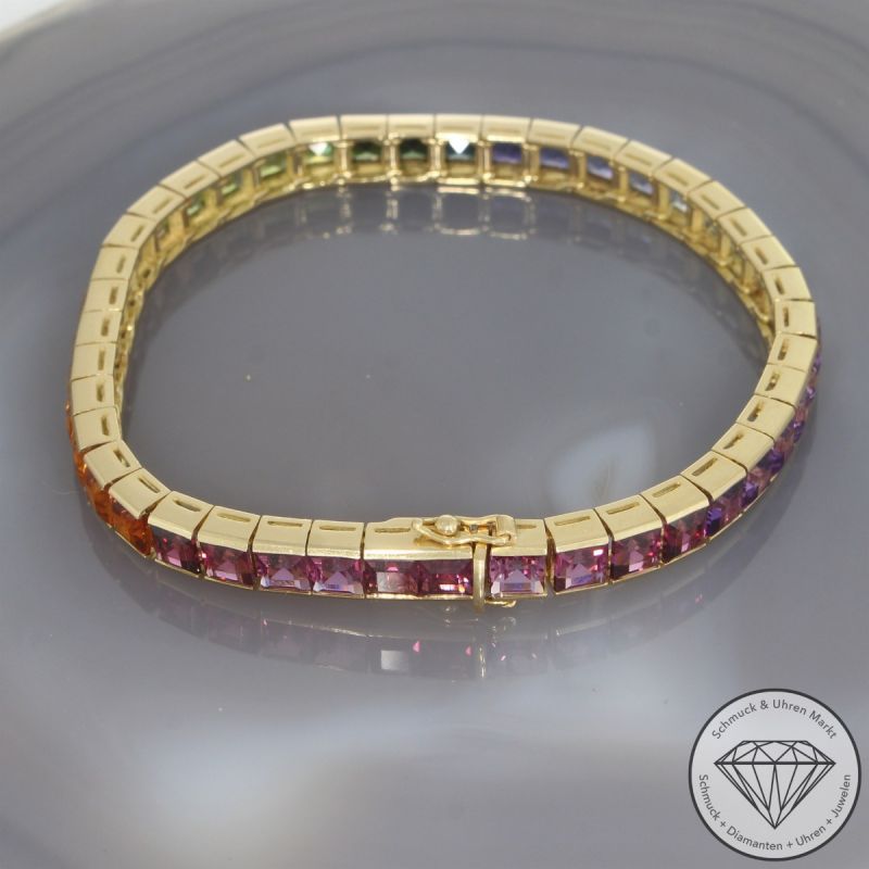 Wert 7900 € Farbedelstein Armband in 750er 18 K Gelbgold - 105842