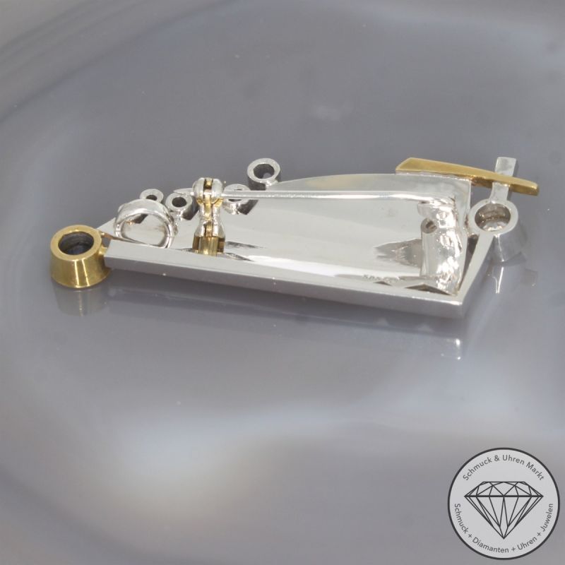Wert 5390 € Bicolor Brillant Saphir Anhänger Brosche in 585er 14 K Gold - 105844