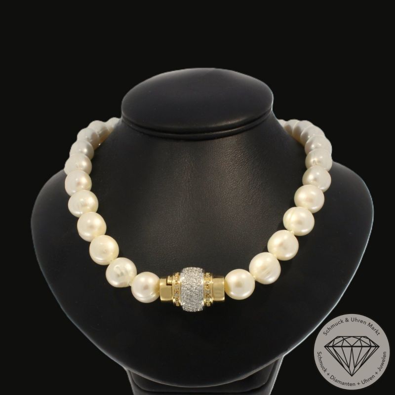 Wert 4750 € Bicolor Brillant Perl Collier in 585er 14 K Gold - 105859