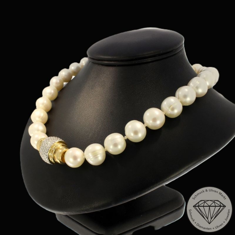 Wert 4750 € Bicolor Brillant Perl Collier in 585er 14 K Gold - 105859