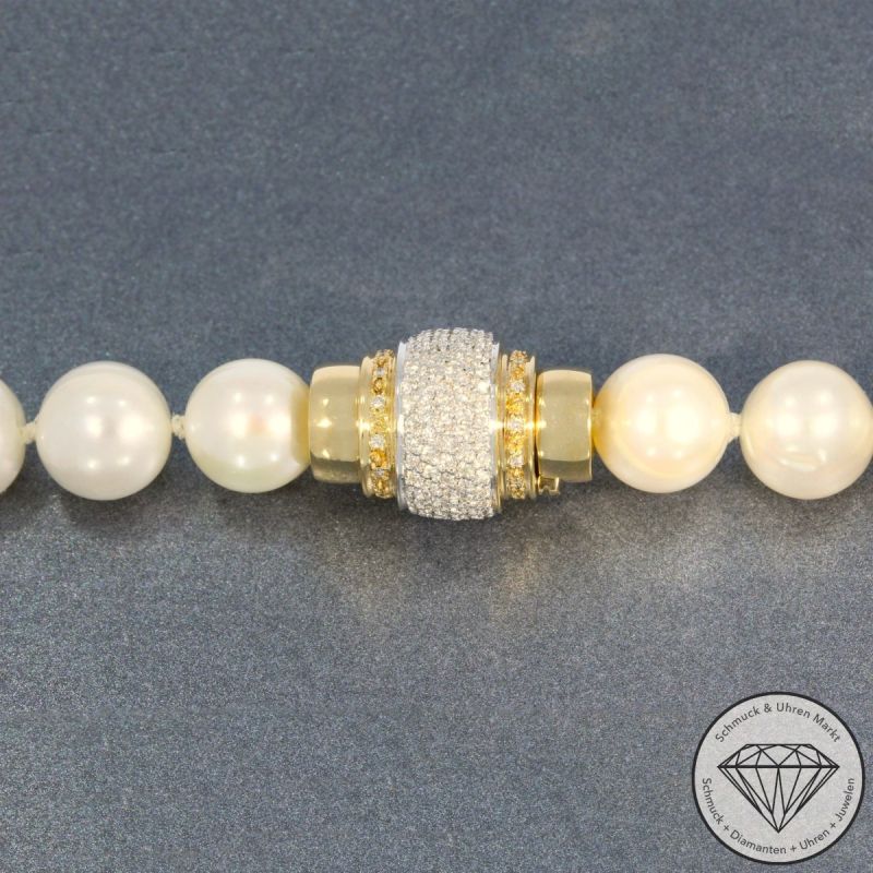 Wert 4750 € Bicolor Brillant Perl Collier in 585er 14 K Gold - 105859