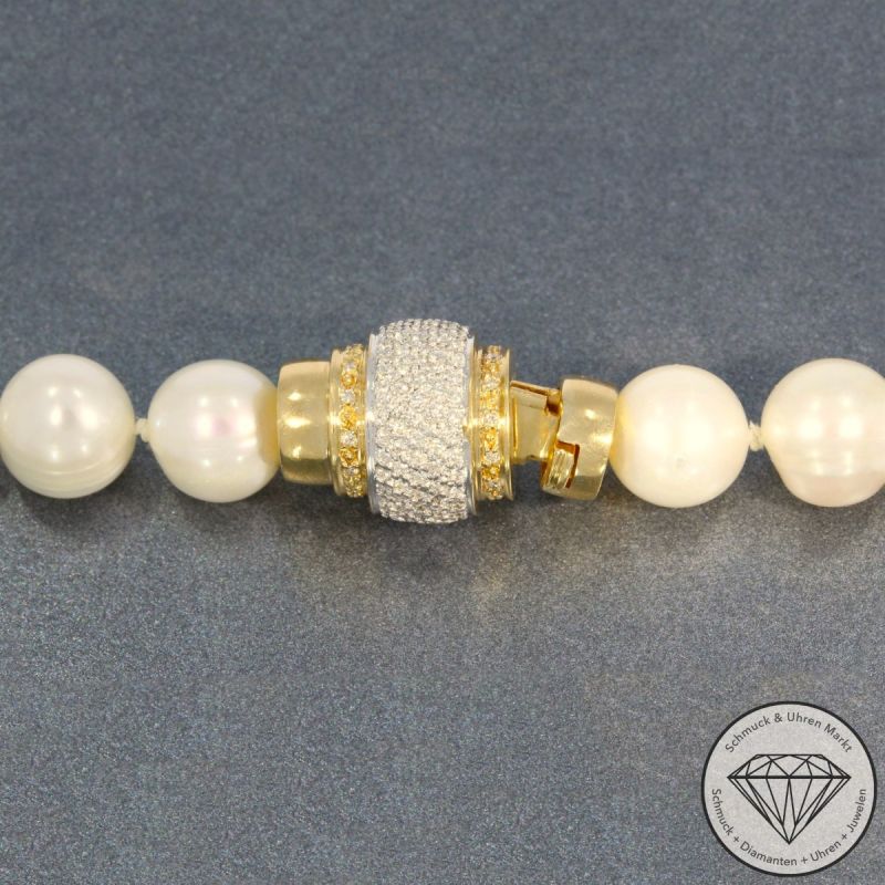 Wert 4750 € Bicolor Brillant Perl Collier in 585er 14 K Gold - 105859