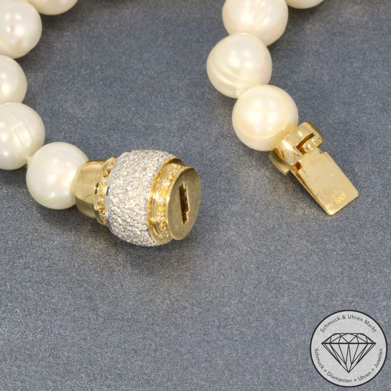 Wert 4750 € Bicolor Brillant Perl Collier in 585er 14 K Gold - 105859