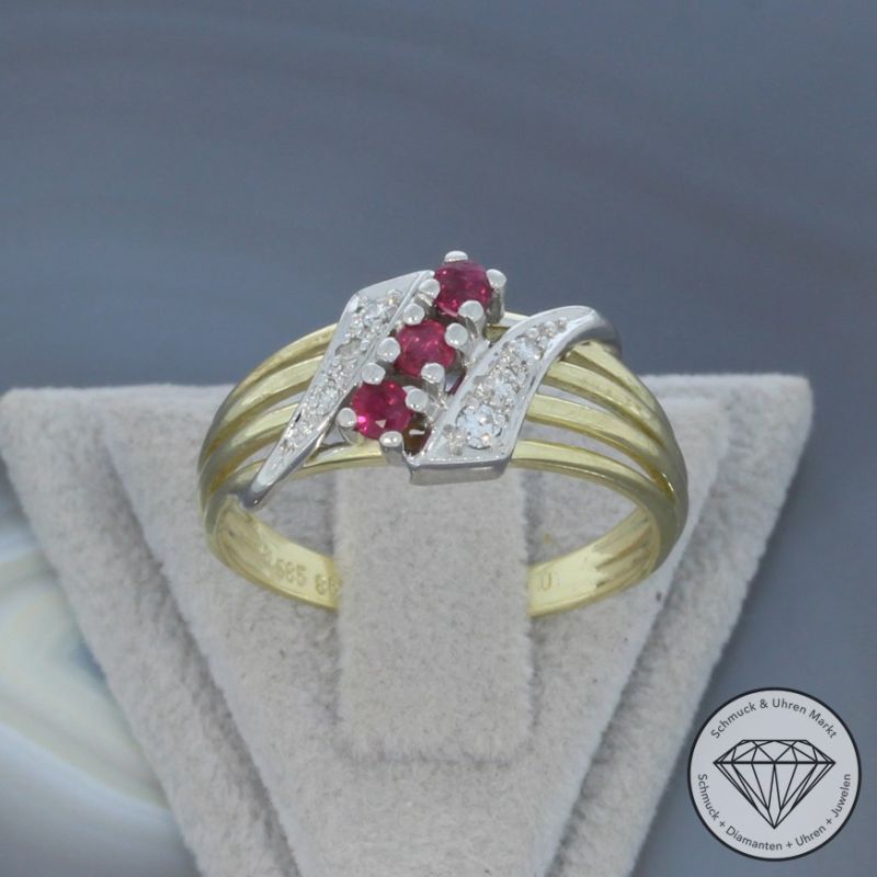Wert 1150 € Bicolor Brillant Rubin Ring in 585er 14 K Gold - 105909