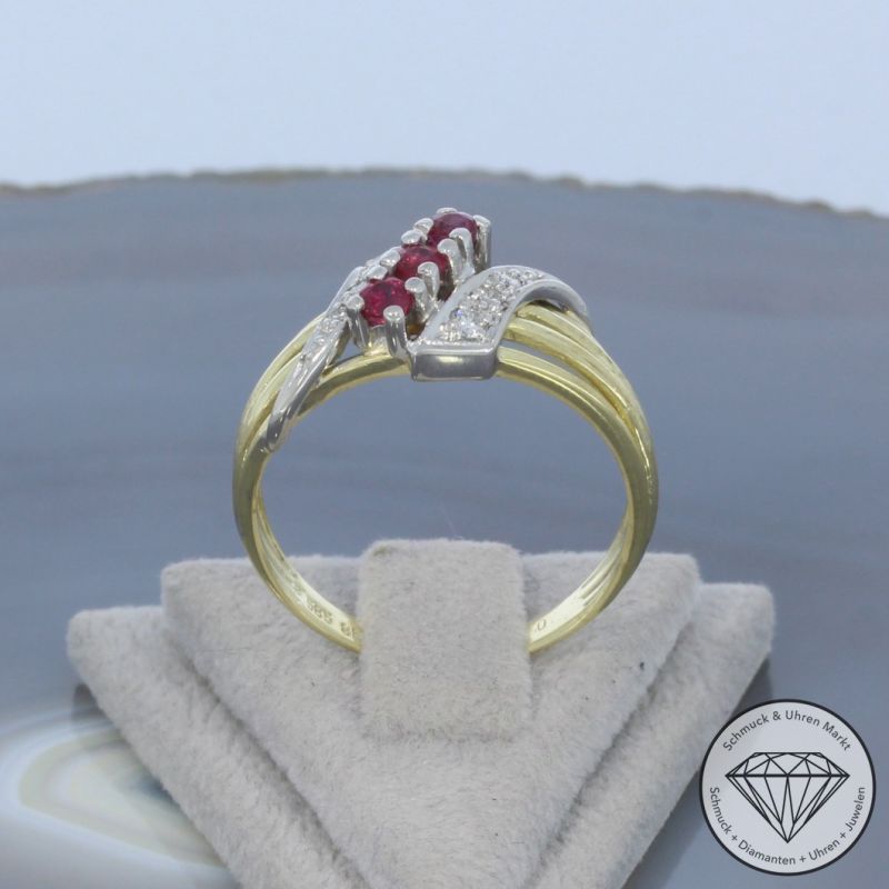 Wert 1150 € Bicolor Brillant Rubin Ring in 585er 14 K Gold - 105909
