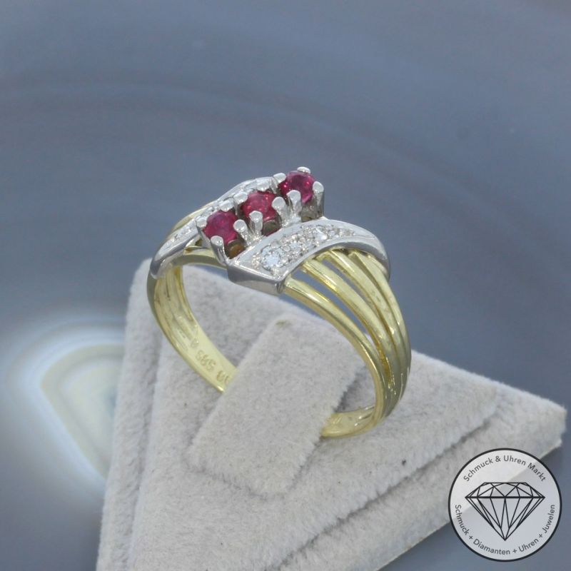 Wert 1150 € Bicolor Brillant Rubin Ring in 585er 14 K Gold - 105909