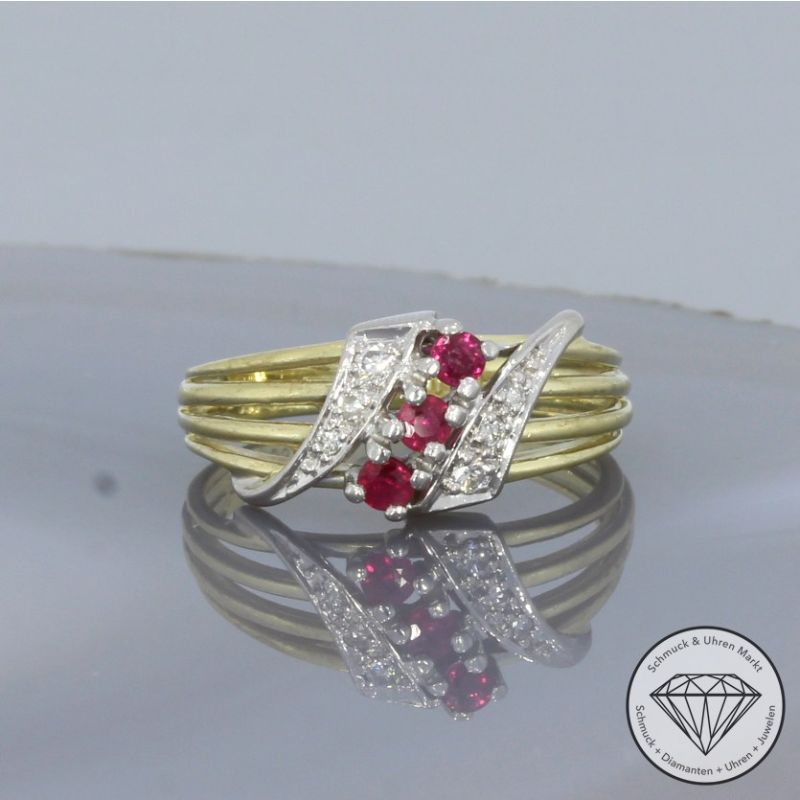 Wert 1150 € Bicolor Brillant Rubin Ring in 585er 14 K Gold - 105909