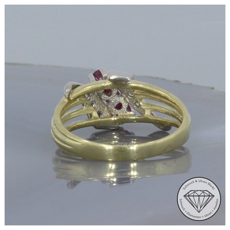 Wert 1150 € Bicolor Brillant Rubin Ring in 585er 14 K Gold - 105909