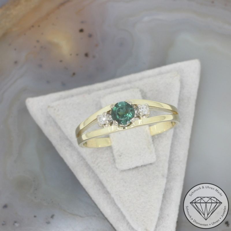 Wert 890 € Diamant Turmalin Ring in 585er 14 K Gelbgold - 105910