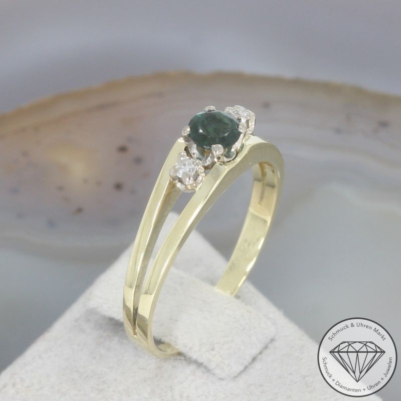 Wert 890 € Diamant Turmalin Ring in 585er 14 K Gelbgold - 105910