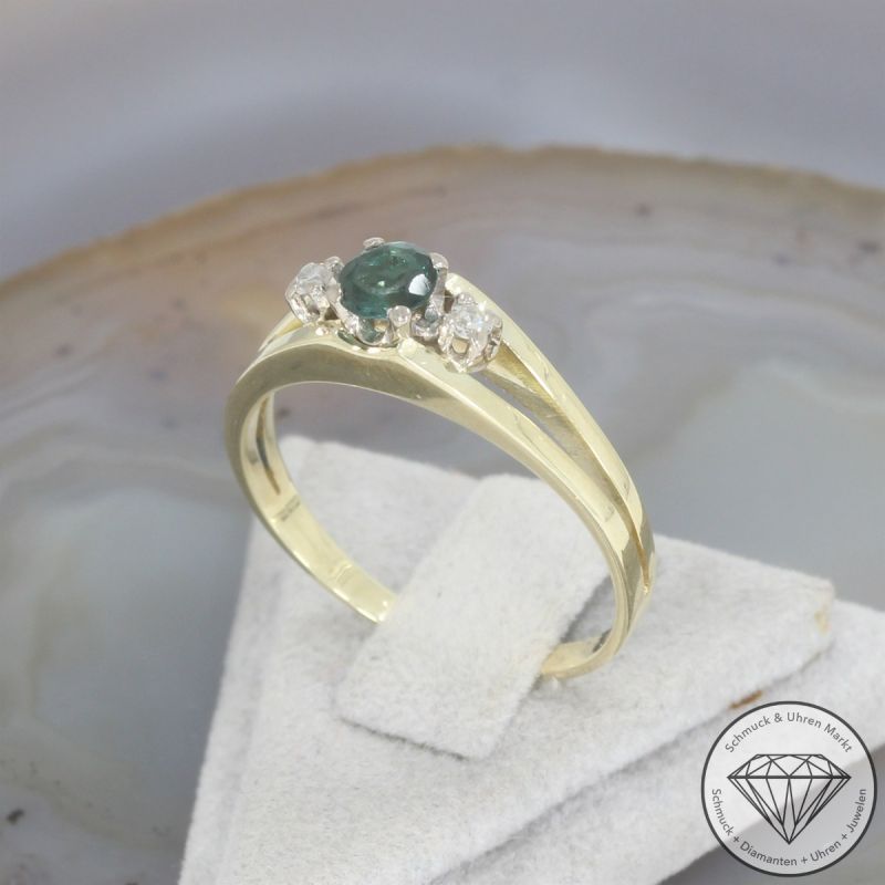Wert 890 € Diamant Turmalin Ring in 585er 14 K Gelbgold - 105910