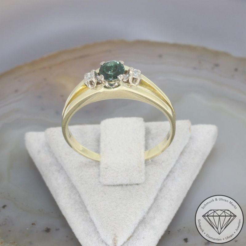 Wert 890 € Diamant Turmalin Ring in 585er 14 K Gelbgold - 105910