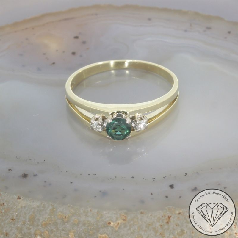 Wert 890 € Diamant Turmalin Ring in 585er 14 K Gelbgold - 105910