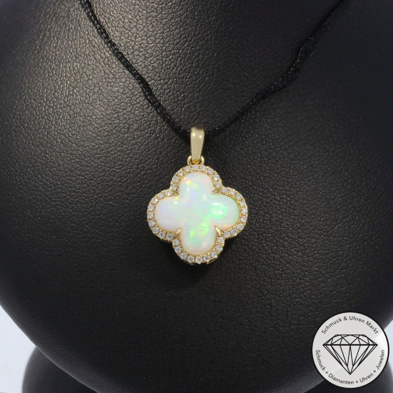Wert 1850 € Brillant Opal Anhänger in 585er 14 K Gelbgold - H35
