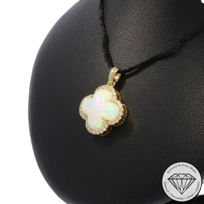 Wert 1850 € Brillant Opal Anhänger in 585er 14 K Gelbgold - H35