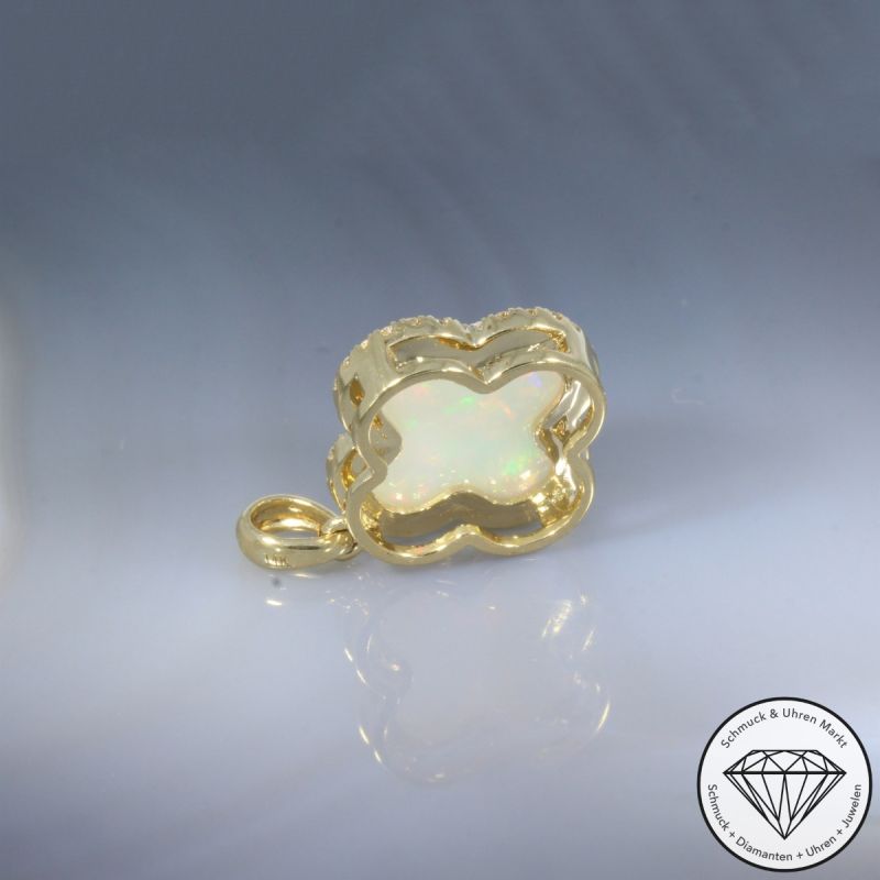Wert 1850 € Brillant Opal Anhänger in 585er 14 K Gelbgold - H35